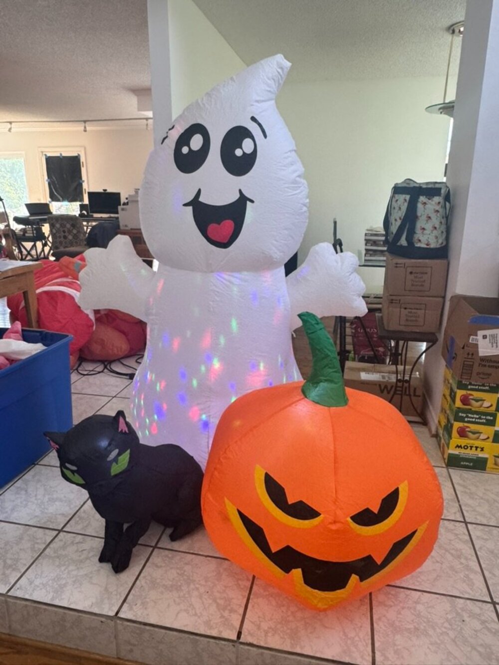 5ft GOOSH Halloween Inflatable Ghost With Pumpkin & Cat - No Hat